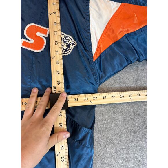 Vintage 90s Chicago Bears NFL Varsity Satin Jacket Mens Large Blue Cliff Engle - Picture 6 of 6